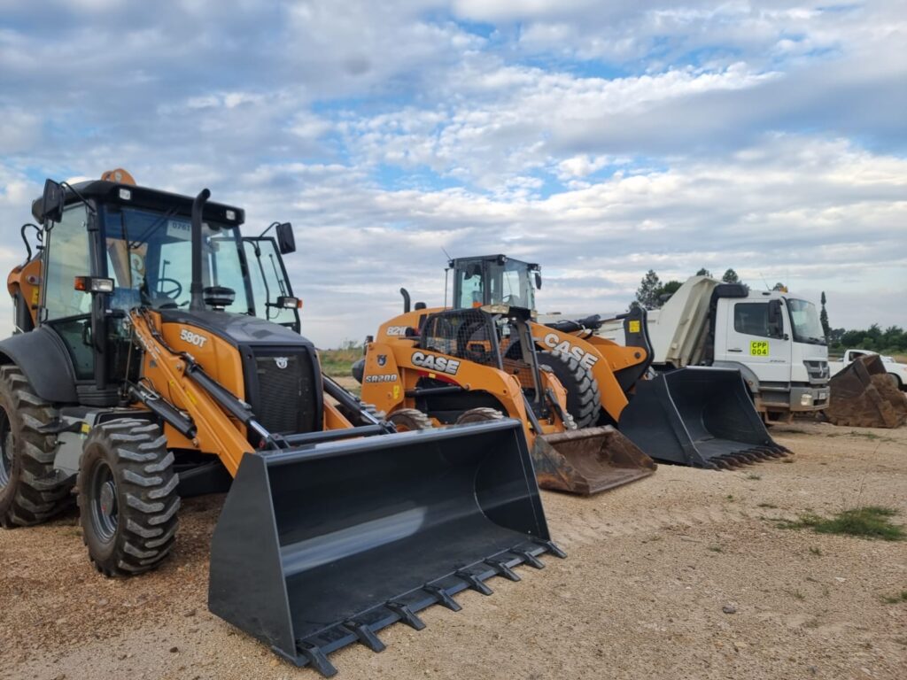 Plant Pro's professionally maintained backhoe loader, skid steer loader and construction equipment fleet ready for reliable plant hire and earthmoving projects in South Africa.